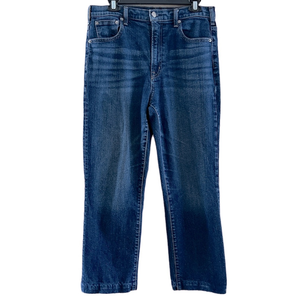 Gap Est 1969 Women’s Wide Straight Leg denim some distress Cropped 26.5 size 30R